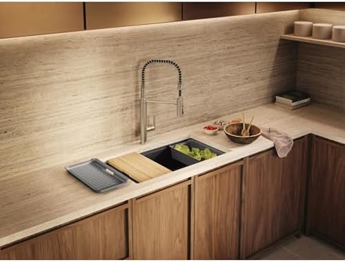 KOHLER Billings™ 32-1/2" Undermount Kitchen Sink, Single-Bowl, Workstation with Kitchen Sink Accessories, Neoroc, K-33710-PC-CM7, Graphite - Image 2
