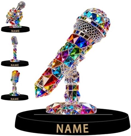 Personalized Acrylic Microphone Decoration - Colorful 2D Flat Figurine with Custom Name Plate Music Desktop Ornament Gifts for Singers Musicians Karaoke Lovers & Music Enthusiasts by Unknown