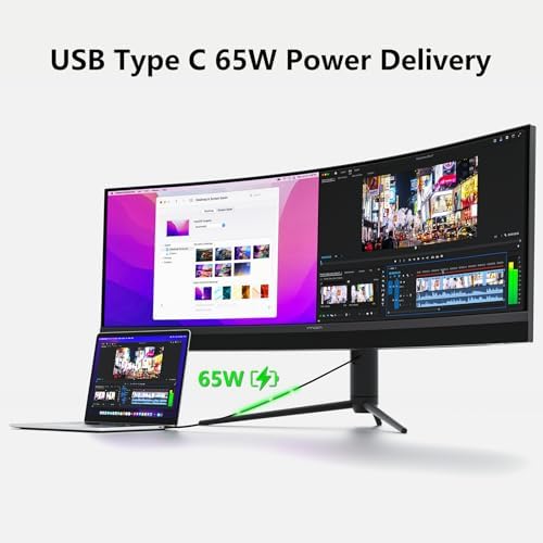 INNOCN 45C1R 45" 5K2K 5120 x 1440p Ultrawide Curved Gaming Monitor, R1500, HDR400, USB Type-C 90W Power Delivery, PIP/PBP, Built-in Speaker, Height Adjustable, Black - Image 2