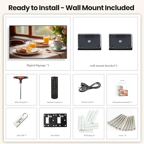 43 Inch Digital Signage Display, 4K UHD 1000 Nits Advertising Screen, Android 14.0 Wall Mount Digital Menu Board for Restaurants, Smart tv signage with 4GB RAM 64GB Storage, Smart Split Screen - Image 3