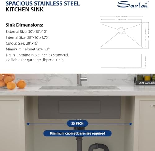 Sarlai 30 Matte Black Undermount Kitchen Sink Workstation 30x18 Inch Sinks - Image 6