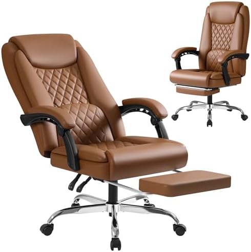 Homall Executive Home Office Chair with Lumbar Support,400lbs Adjustable Ergonomic High Back Office Chair Reclining Managerial Chair for Home Office (Brown) by Homall