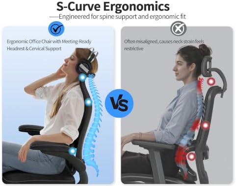 TRALT Office Chair Ergonomic Desk Chair with Lumbar Support Black Ink, 1 - Image 4