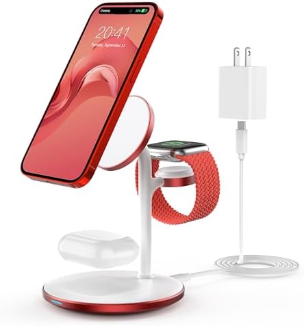 3 in 1 Magnetic Wireless Charging Station for Apple Devices,15W for Magsafe by XooFly