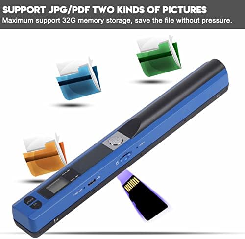 Portable Scanner, USB 2.0 Photo Scanner for Documents Pictures Pages Texts, Portable Handheld Scanner for Documents Photo Receipt, JPG/PDF Format Selection, UP to 900 DPI(Blue) - Image 3