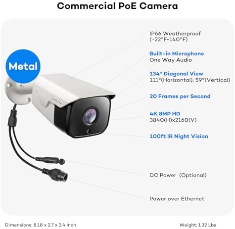 ONWOTE 16 Channel PoE Security System, 6K 12MP NVR, 16x 4K 8MP IP Cameras - Image 3