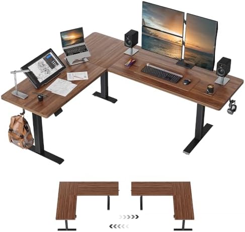 Cubiker 75 * 63" L Shaped Standing Desk, Reversible Corner Standing Desk, Suitable for Home Office, Black Walnat by CubikerHomeOfficeFurniture