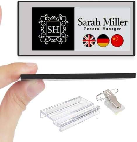 [Santek] EZ Sign NFC E-Paper Display – No Battery, Ultra-Thin 0.13”, Rewritable 4-Color Digital Display, App-Controlled (iOS/Android/PC), IP65 (Silver, 2.9 inch) by Santek