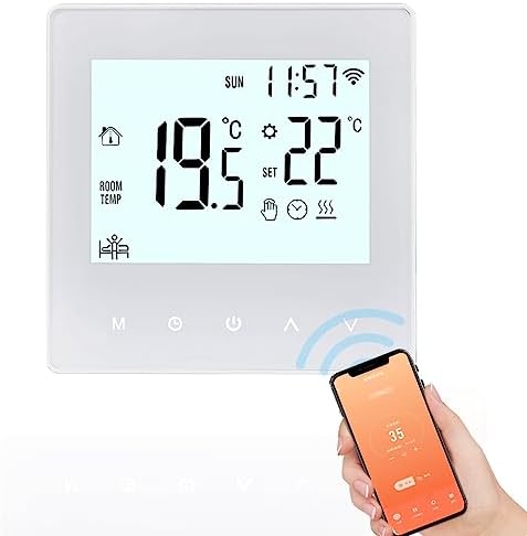 Aoresac Thermostat Smart Tuya WiFi Thermostat 16A Digital Programmable LCD Display Underfloor Heating Temperature Controller Digital Intelligent Wall Thermostat for Electric Heating by AORESAC