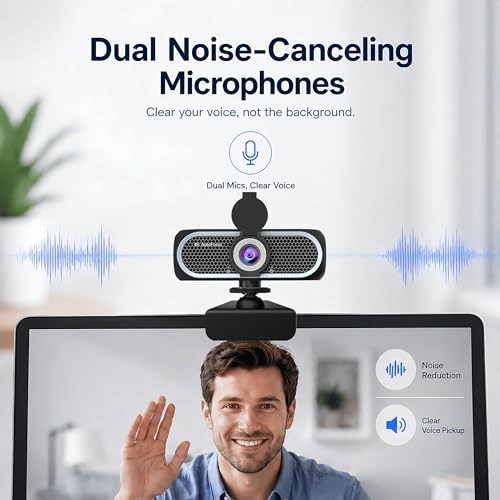 C65 4K Webcam for PC with Autofocus, USB Webcam with Dual Noise-Reducing Mic, Auto White Balance, Low Light Correction, Privacy Shutter, Tripod Included, Streaming Camera for Laptop Desktop Zoom Teams - Image 7