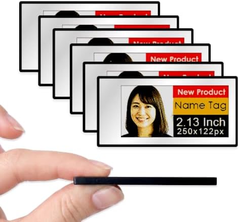 [Santek] EZ Sign NFC E-Paper Display – No Battery, Ultra-Thin 0.13”, Rewritable 4-Color Digital Display, App-Controlled (iOS/Android/PC), IP65 (Silver, 2.13" 6pcs, No Stand and Clip Included) by Santek