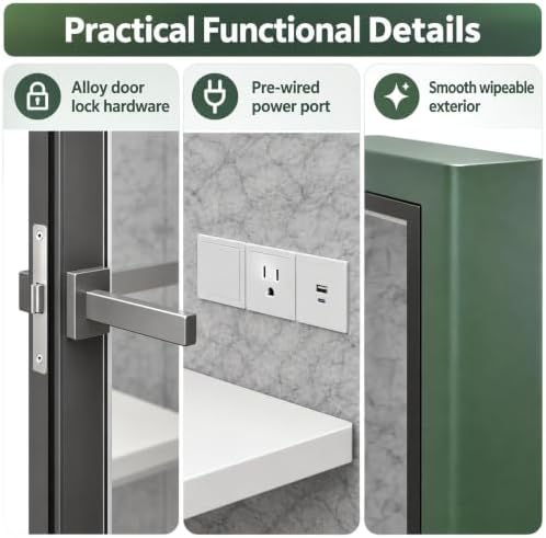 Soundproof Office Pod with 6 Person Enclosed Structure (Green) - Image 3