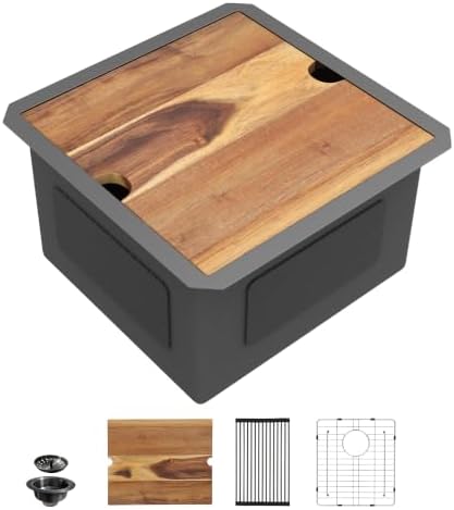17"x17" Undermount Black Bar Prep Sink Workstation by FULORNI