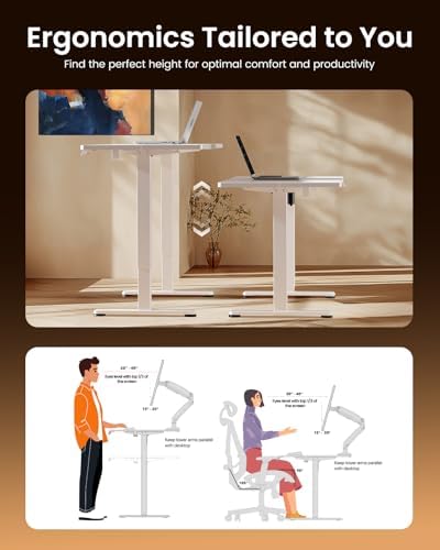 ErGear Height Adjustable Electric Standing Desk, 32 x 19 Inches Sit Stand up Desk with Memory Presets, Computer Home Office Desk, White - Image 7