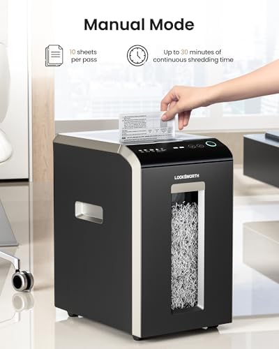 Locksworth-200-sheet Micro-Cut Paper Shredder, P-5 High Security Shredders for Home Office Heavy Duty, Document Shredder, Home Office Heavy Duty Shredder, 8.5 Gallon Capacity - Image 5