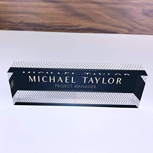 Artblox Office Desk Name Plate Personalized | Custom Name Plates for Desks | Net Shape Design On Clear Acrylic Glass | Office Desk Decor - (8" x 2.5") - Image 4