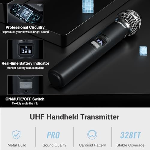 Phenyx Pro Dual UHF Auto Scan Handheld Wireless Microphone System PTU-71-2H - Image 4