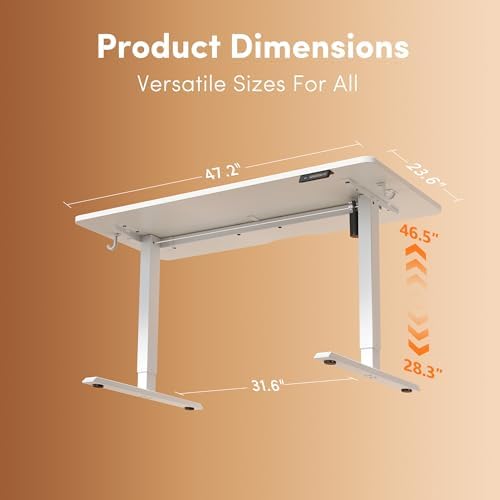 FEZIBO 48" Electric Standing Desk Height Adjustable Desk, White - Image 3
