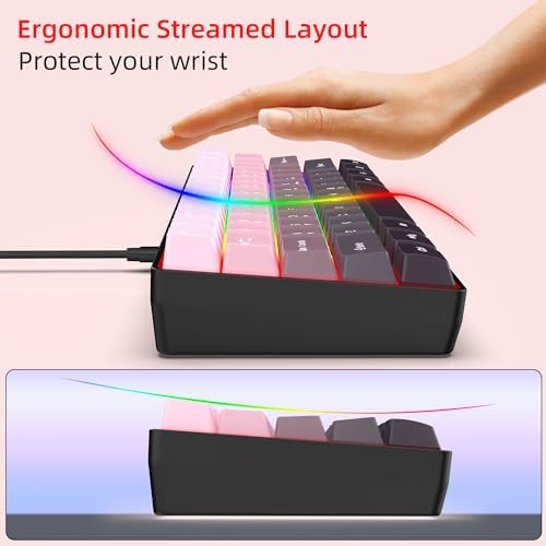 Snpurdiri 60% Wired Gaming Keyboard, Pink-Black - Image 6
