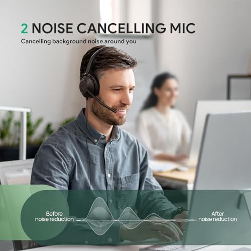 Yealink UH35 Wired Headset,USB-A,AI Noise Canceling Mic,Call Control,On-Ear (Pack of 2) - Image 2