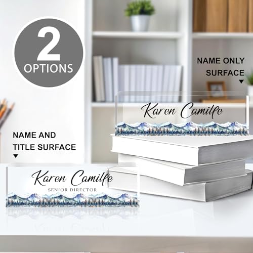 Custom Office Name Plate for Desk - Name Plate Personalized Gifts for Coworkers, Boss, Teacher, Social Worker - Acrylic Office Desk Decor for Women Men - Employee Appreciation Gifts (blue grey) - Image 3