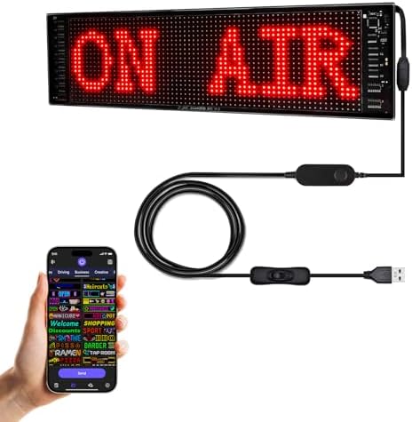 Programmable ON AIR LED Sign, Scrolling LED Sign,Bluetooth APP,DIY Design Animations,Text, Graffiti,Colour (15''x4'') by GOTUS