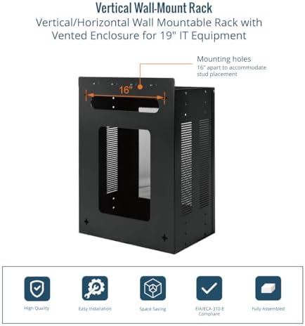 Tecmojo 4U Server Rack, Vertical/Horizontal Wall Mountable Rack with Vented Enclosure for 19 Inch IT Equipment, Cable Modems, Telecom, A/V,Black - Image 5