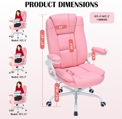 Pink Office Chair With 3 Way Adjustable Armrest Executive Office Chair - Image 2