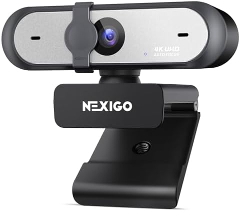 NexiGo N660P Pro 4K Webcam with Distortion-Free Lens, 1080p 60 fps Autofocus USB Streaming Camera, 3DNR, Noise-Canceling Mics & Privacy Cover, Web Cam for Gaming/Live Streaming/PC/Mac/Switch 2, Black by NexiGo
