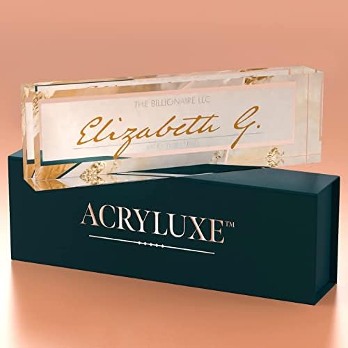 Desk Name Plate Personalized, Custom Name Plates 2½/x8 Inches, Thick Crystal-Clear Acrylic, Gift Box, Office Desk Decor. USA Made by ACRYLUXE (Monique) - Image 7