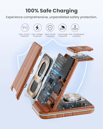 Wireless Charging Station: GEEKERA 3 in 1 Foldable Wireless Charger Stand for iPhone 17/16/15/14/13/12/11/Pro Max/X/8, Charging Station for Apple Watch Ultra/SE/11/10/9/8/7/6/5/4, AirPods 4/3/2/Pro - Image 5