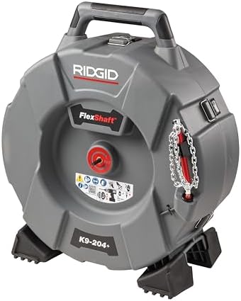 RIDGID 76198 FlexShaft K9-204+ Drain Cleaning Machine for 2" to 4" Pipe, Professional Wall-to-Wall Drain Cleaning Machine with 70' of 5/16" FlexShaft Cable by RIDGID