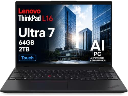 Lenovo ThinkPad L16 Business AI PC Laptop (16" FHD+ Touchscreen, Intel Ultra 7 255U (> AMD Ryzen AI 7 PRO), 64GB DDR5, 2TB SSD), Alternative T16 E16, Numeric Keypad, 2x Thunderbolt 4, Win 11 Pro by ISTComputers