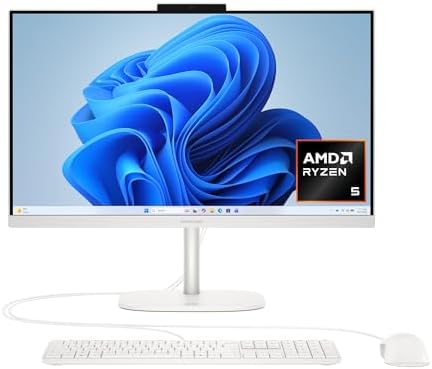 HP OmniStudio 23.8 inch All-in-One Desktop PC, FHD Display, AMD Ryzen 5 40, 8 GB RAM, 512 GB SSD, AMD Radeon Graphics, Windows 11 Home, Cotton White, 24-cv0002 (2026) by Unknown