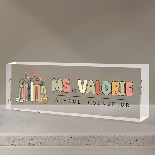 Personalized Name Plate for Desk, Custom Desk Name Plate, Acrylic Name Plate Office Desk Accessories, Personalized Office Gifts for Coworkers Teachers, Employee Appreciation Gifts (C-Teacher) by EOBIBIFUN