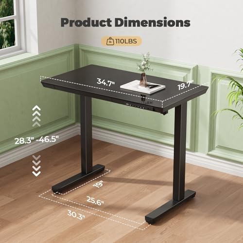 35" Electric Standing Desk with Drawer, One-Piece Glass Top - Image 2