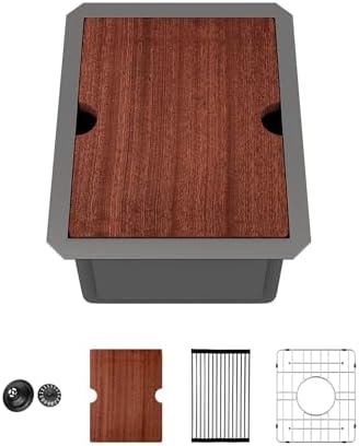 Sarlai 12 Black Bar Sink 12 x 15 Inch Undermount Workstation Bar Prep Sinks by Sarlai