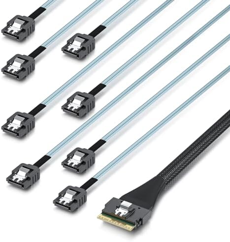 ipolex SlimSAS to SATA, SFF-8654 8i Host/RAID to 8xSATA Target HD, Suitable for Servers, Computers, Hard Drives, and Hosts, 0.3m(1ft) by ipolexUS