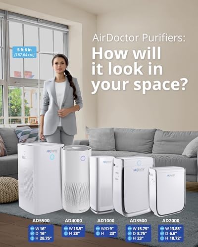 AIRDOCTOR AD1000 HEPA Air Purifier | Perfect for Guest Rooms, Kids' Bedrooms and Home Offices | Circulates the Air in 285 sq. ft. 4X/Hour - Image 3