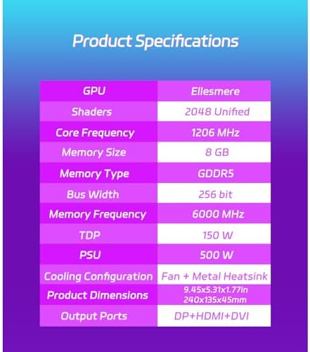 MOUGOL AMD Radeon RX 580 8GB GDDR5 Gaming Graphics Card, HDMI/DP/DVI White - Image 5