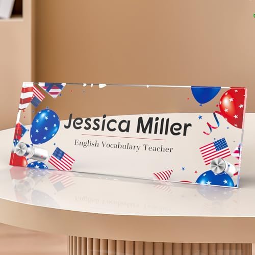 Personalized Acrylic Office Desk Name Plate with Standoff Barrels by nyareka