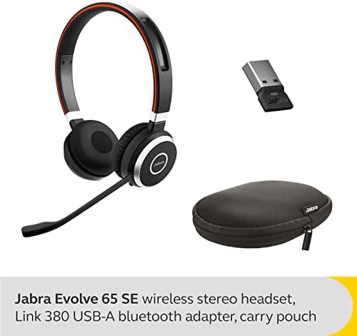 Jabra Evolve 65 SE Link380a UC Stereo- Bluetooth Headset with Noise-Cancelling Microphone, Long-Lasting Battery and Dual Connectivity - Works with All Other Platforms - Black - Image 6