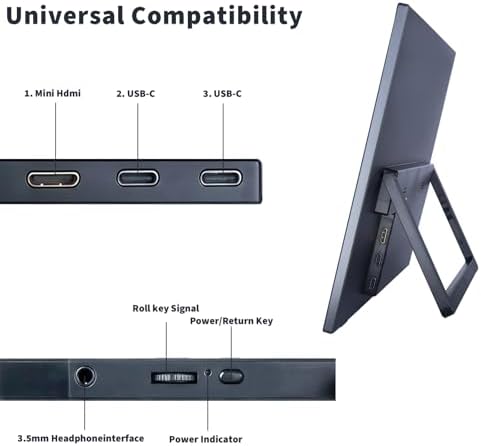 15.6 Inch Portable Monitor, 1080P FHD 60Hz IPS Screen, 72% sRGB HDMI USB-C External Monitor for Laptop PC MacBook Phone Xbox PS5/4, Travel Second Display with Kickstand - Image 5