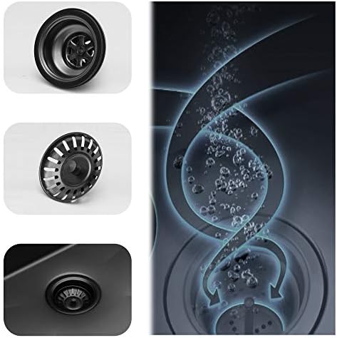 Mocoloo 33 Black Undermount Kitchen Sink 33x19 Gunmetal Black 16 Gauge Stainless Steel Deep Round Corner Under Counter Single Bowl Kitchen Sinks Handmade Basin - Image 7