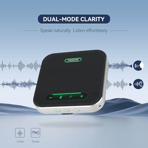TONGVEO Bluetooth Conference Speaker with Microphone, AI Noise Cancelling USB/Wireless Speakerphone for PC, 4 Mics 360° Voice Pickup, 24H for Zoom, Teams, Home Office Meeting Room - Image 2