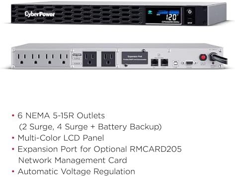 CyberPower CP1000PFCRM1U PFC Sinewave UPS Battery Backup - Image 3