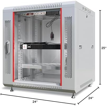 Sysracks 12U Gray Wall Rack Mount Server 19" Deep Network Cabinet, Server Rack with Fan, Removable Side Panels, Locking Glass Door 24" Computer Cabinet Enclosure Network Rack Case 12.600 - Image 7