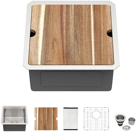 Kichae 15 Undermount Bar Sink Small Stainless Steel 16 Gauge Workstaion by Kichae