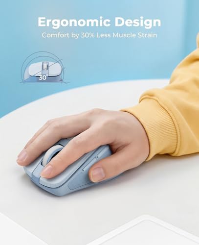 Redragon Wireless Mouse for Laptop, Bluetooth Mouse (BT5.0/3.0&2.4G) with 5 Level 4000DPI, Silent Cordless Computer Mice 6 Buttons,18 Months Battery,Compatible with PC, Laptop, Desktop-Blue - Image 3