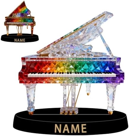 Personalized Acrylic Piano Decoration - Crystal Style Colorful Figurine with Custom Name Plate, Music Desktop Ornament Gifts for Pianists Music Teachers Classical Music Lovers Collectors by Unknown